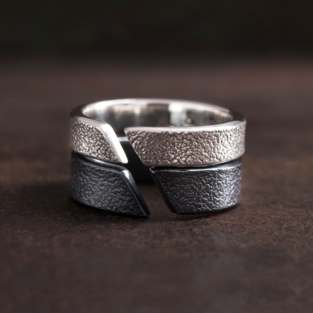 Embossed - Leather Grain Ring 4-5mm 皮革紋 斜口 戒指 中版