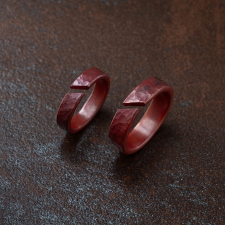 Open HammeredHead Ocean Pattern Ring 5-6mm 海紋 斜口 戒指 寬版