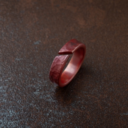 Open HammeredHead Ocean Pattern Ring 4-5mm 海紋 斜口 戒指 中版