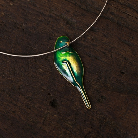 Bird Color pendant/necklace 鳥 金工手工 冷琺瑯絢彩 墜飾項圈