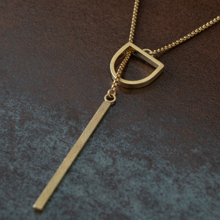 LOGO Y-Necklace 經典 LOGO 革紋Y字項鍊