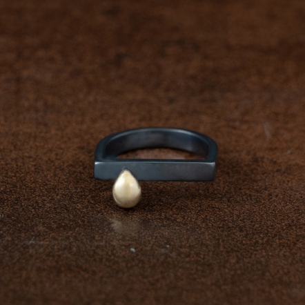 LOGO reclaimed ring [tears are pearls] - Black & Gold tear LOGO 眼淚是珍珠 戒指 墨黑金