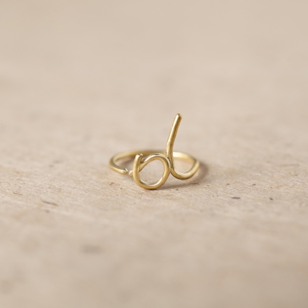 ChatterRing D Brass ring 手稿字母設計 D 黃銅戒指