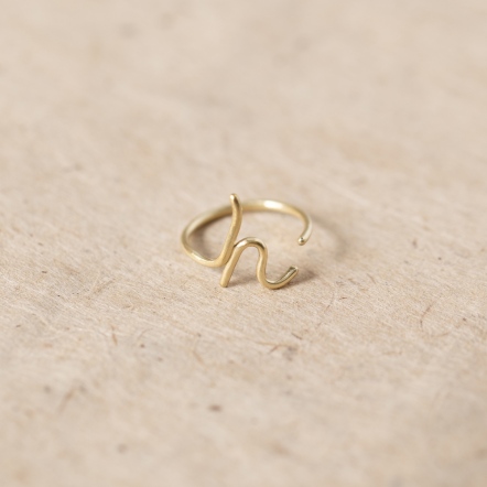ChatterRing H Brass ring 手稿字母設計 H 黃銅戒指