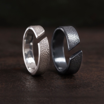 Embossed - Leather Grain Ring 5-6mm 皮革紋 斜口 戒指 寬版