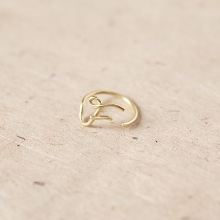ChatterRing F Brass ring 手稿字母設計 F 黃銅戒指