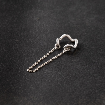 Wave Galaxy Silver EarCuff with Chain 海女 波浪掛鍊 星河銀耳扣