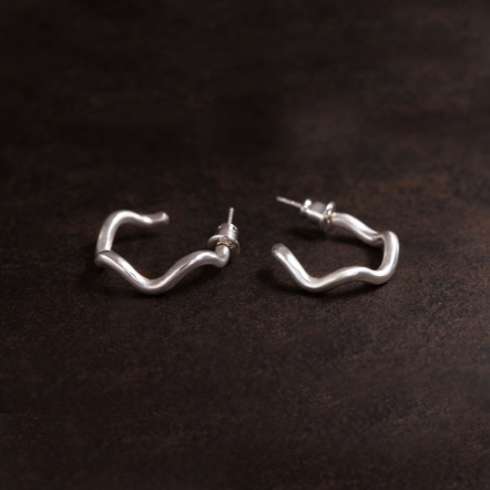 Ｍermaid Ama Wave Hoop Wide Earrings 海女 波浪 耳環（環形）寬版