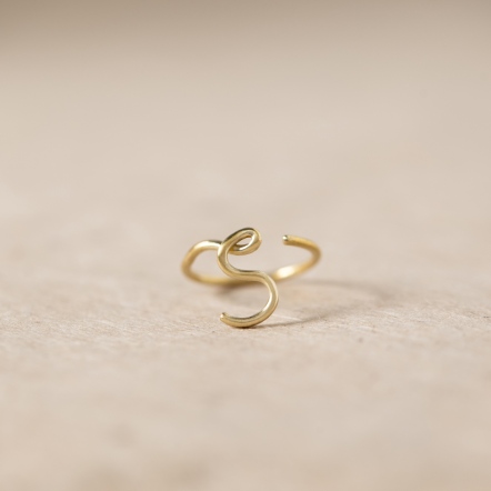 ChatterRing S brass ring 手稿字母設計 S 黃銅 戒指 