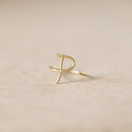 ChatterRing P Brass ring 手稿字母設計 P 黃銅戒指