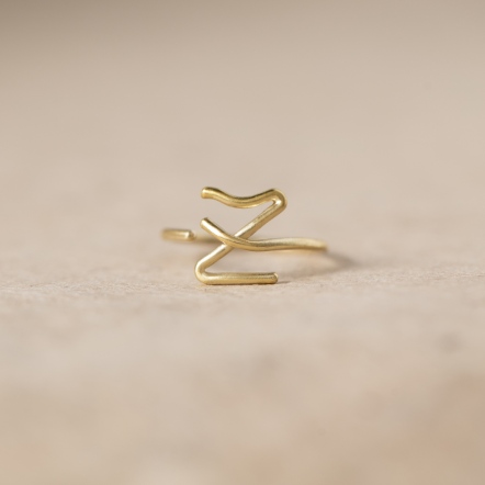 ChatterRing Z Brass ring 手稿字母設計 Z 黃銅戒指