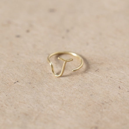 ChatterRing J Brass ring 手稿字母設計 J 黃銅戒指