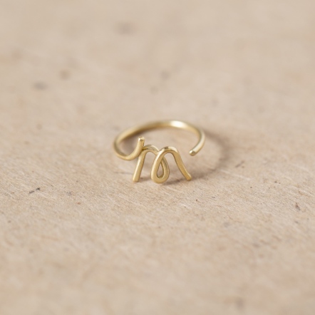 ChatterRing M brass ring 手稿字母設計 M 黃銅 戒指 
