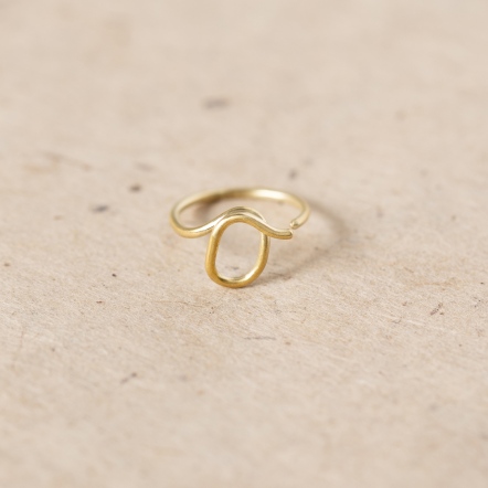 ChatterRing Q brass ring 手稿字母設計 Q 黃銅 戒指 