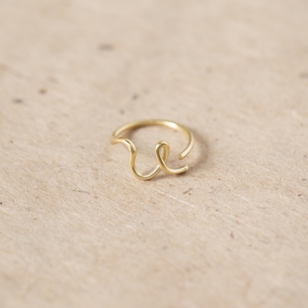 ChatterRing U brass ring 手稿字母設計 U 黃銅 戒指 