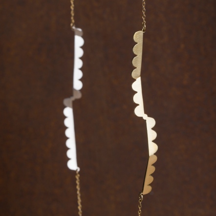 Misstache - Bend Two-Tone Long Necklace 鬍子小姐 折 不對稱 長項鍊