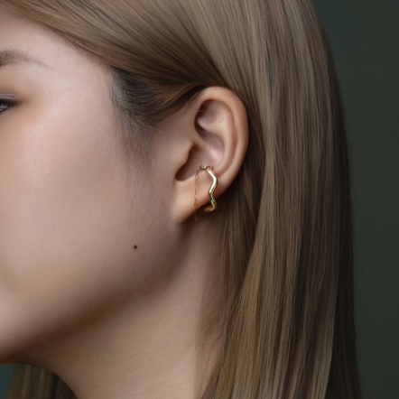 Mermaid Ama Wave Wide EarCuff/Ring with Chain 海女 波浪掛鍊 寬版 兩用 耳扣戒