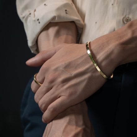 Classic HammeredHead Ocean Pattern Bangle 4mm 經典錘目 海紋 手環 中版