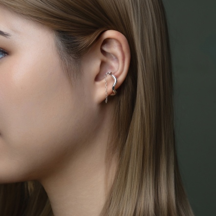 Mermaid Ama Wave Wide EarCuff/Ring with Chain 海女 波浪掛鍊 寬版 兩用 耳扣戒