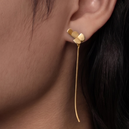 Metamorphosis Dust Line Drop Earrings 蛻變 花塵 金色 線墜 耳環