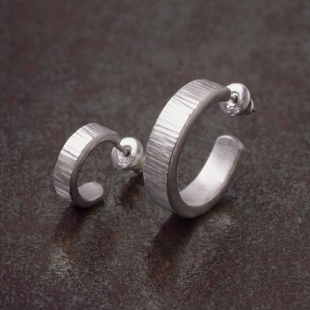 Hammered Tree Bark Silver Earrings Tsuchime 錘目 樹紋 純銀 耳環 耳釘