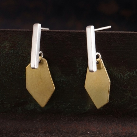 Ore Dual-Tone Earrings 礦石 切割 雙色耳環