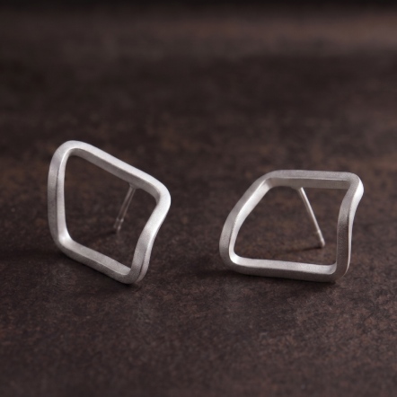Geometry Edge Bending No.1 Earrings 框折 1號 純銀 耳環