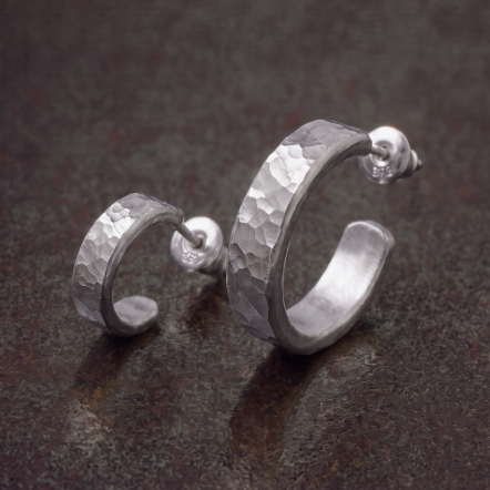 Hammered Ripples Silver Earrings Tsuchime 錘目 海紋 純銀 耳環