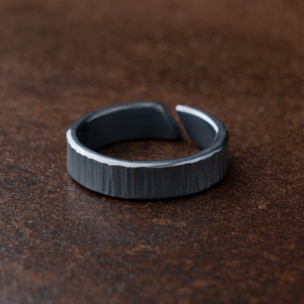 Open HammeredHead Woodgrain Pattern Ring 5-6mm 樹紋 斜口 戒指 寬版