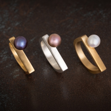 Pearl Signet Ring LOGO 珍珠 金色 戒指