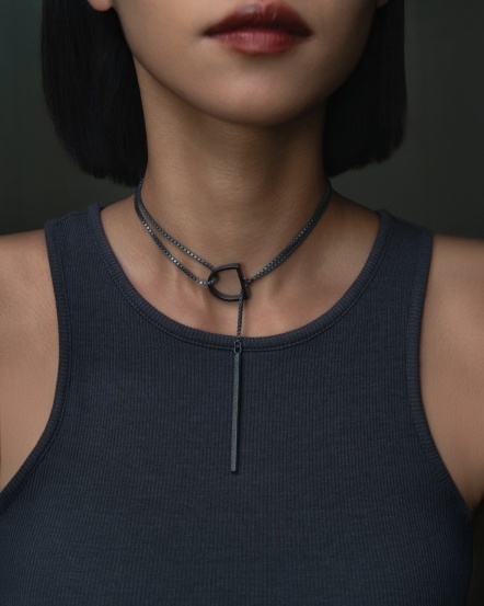 LOGO Y-Necklace 經典 LOGO 革紋Y字項鍊