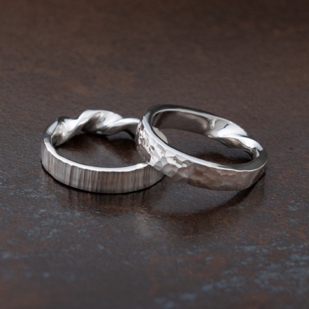 Hammered Twisting Ring 3.1-3.5mm 流水錘目 方矩 戒指 寬版