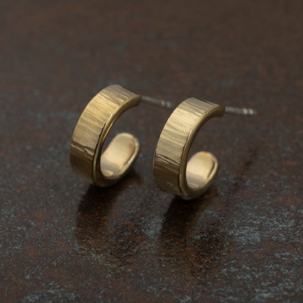 Hammered Tree Bark Gold Mini Earstuds Tsuchime 錘目 樹紋 金色 小耳釘