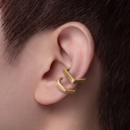 Double-Faceted Gold EarCuff 雙層角面 金色 耳扣